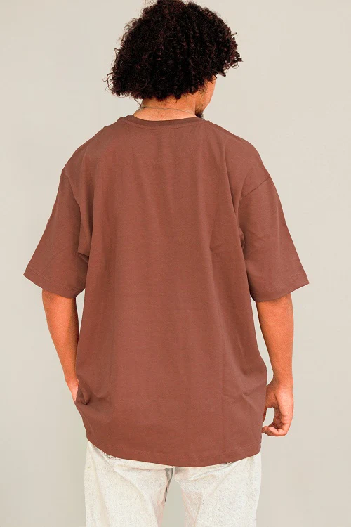 Mens Cotton oversized T-Shirt - Cafe - Image 3