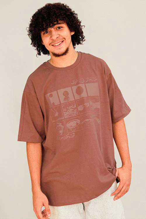 Mens Cotton oversized T-Shirt - Cafe - Image 4
