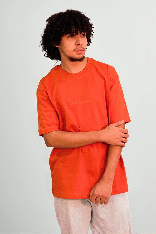 Mens Cotton oversized T-Shirt - Orange - Image 4