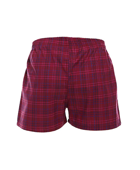 Men's Cotton Plaid Boxer Stylish Comfy - Burgundy - Image 4
