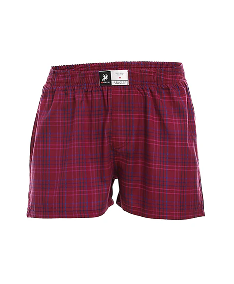 Men's Cotton Plaid Boxer Stylish Comfy - Burgundy - Image 5