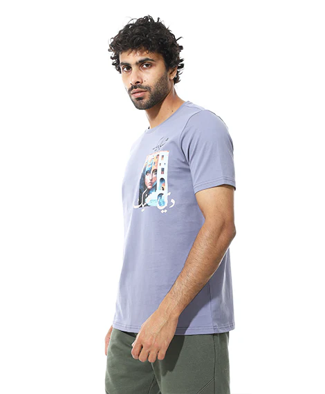 Men's Cotton Regular Fit T-Shirt- Denim - Image 2