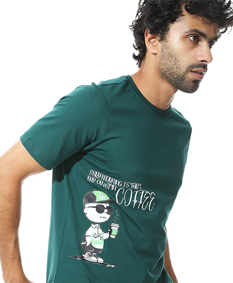 Men's Cotton Regular Fit T-Shirt- Green - Image 2