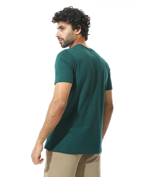 Men's Cotton Regular Fit T-Shirt- Green - Image 3