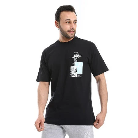 Mens Cotton T-Shirt - Classic And Comfortable Casual Tee - Black - Image 4