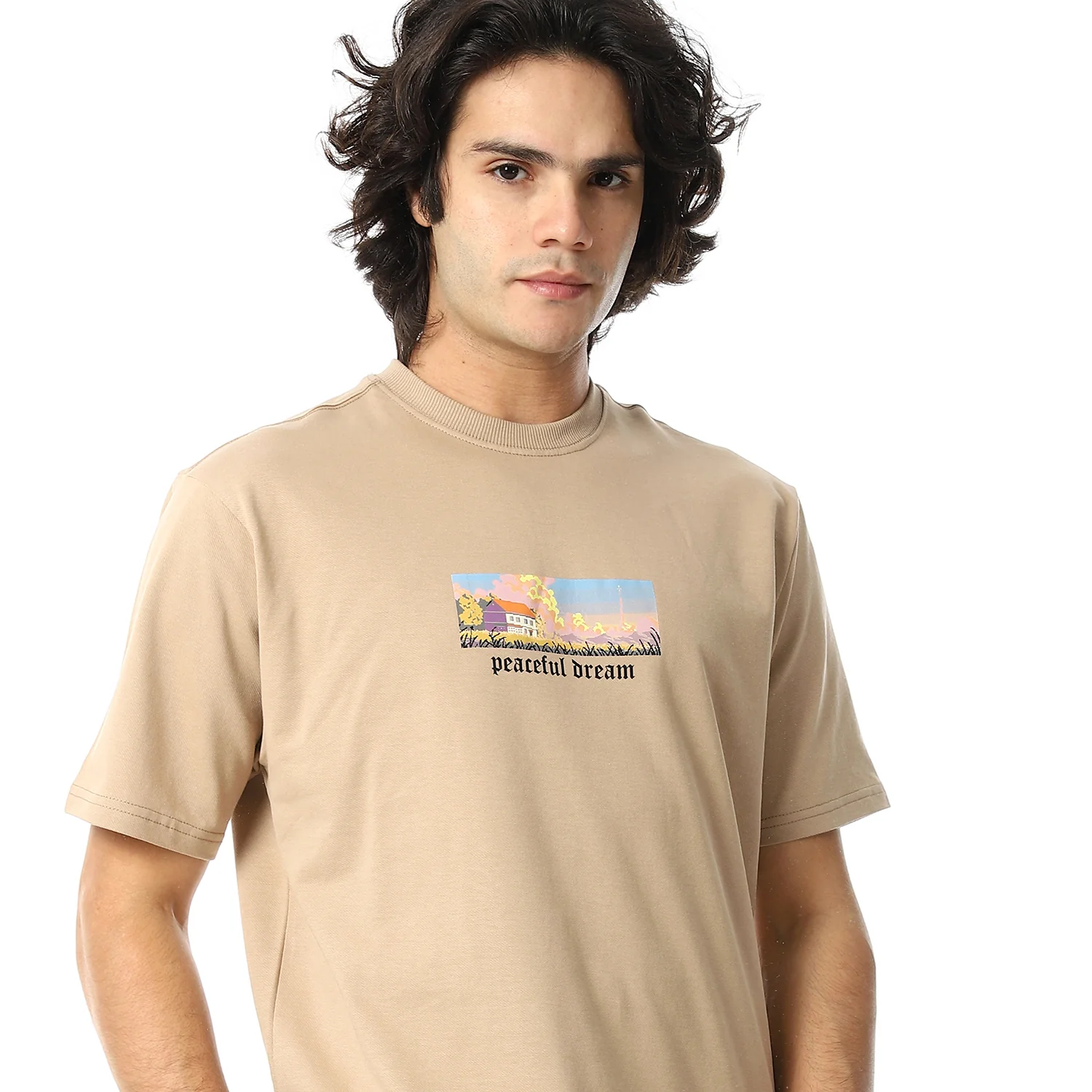 Mens pajama set with printed - Beige - Image 2