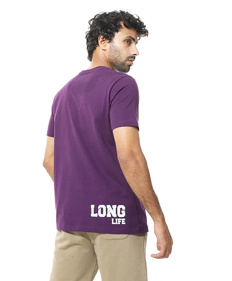 Men's Regular Fit Purple T-Shirt with Printed - Image 2