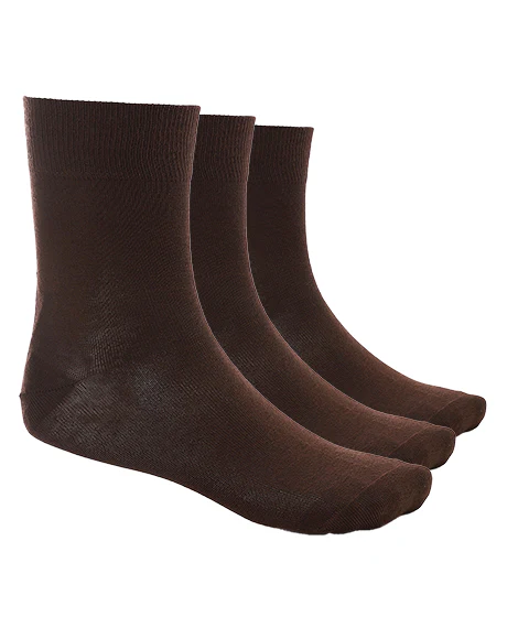 Mens Soft and Cozy Classic Socks 3Pcs - Brown