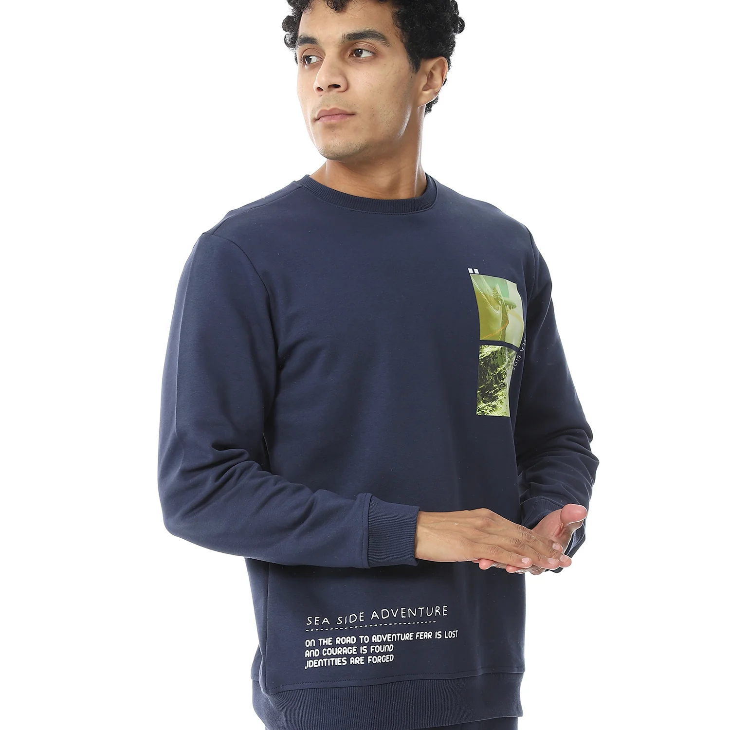 Red cotton Mens Winter Pajama Printed - Navy - Image 2
