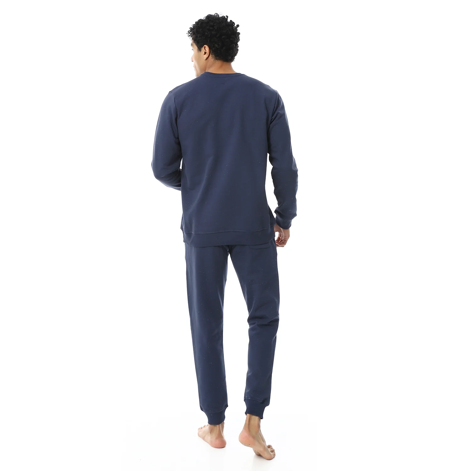 Red cotton Mens Winter Pajama Printed - Navy - Image 3