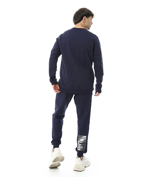 Mens Winter Pajama Printed - Navy - Image 3