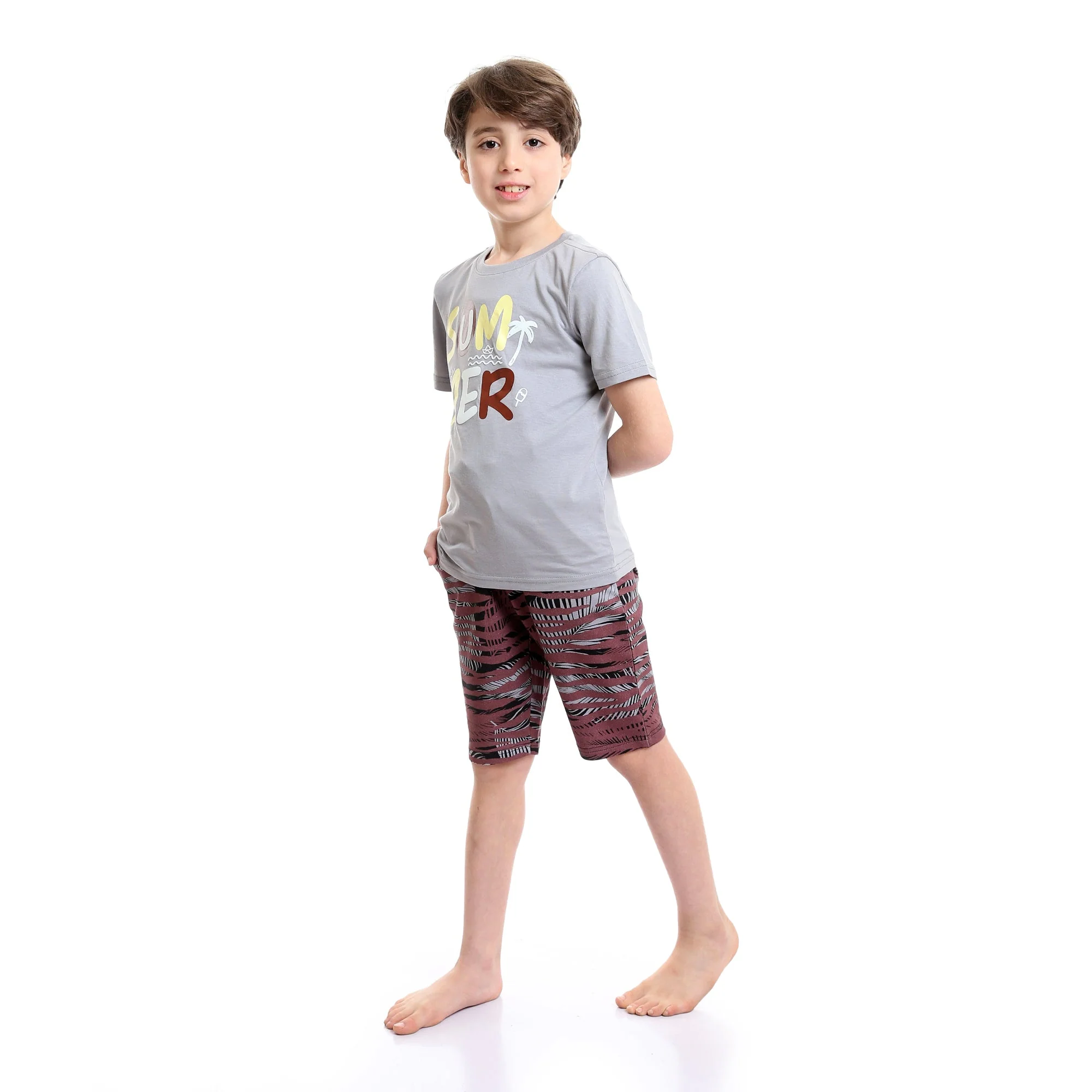 Boys "Cool Man" Olive Tee & Black Shades Shorts Pajama Set - Image 3
