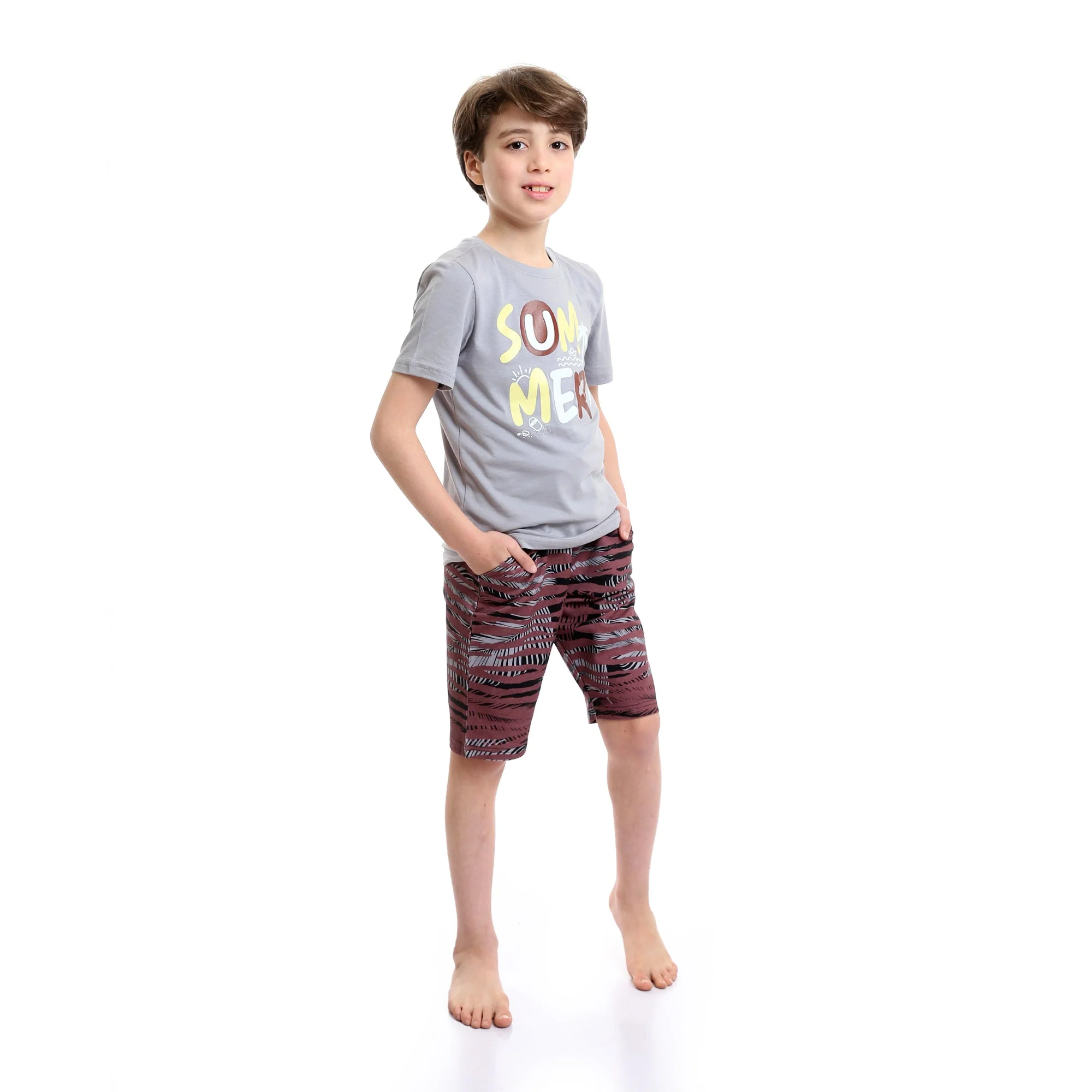 Boys "Cool Man" Olive Tee & Black Shades Shorts Pajama Set - Image 4