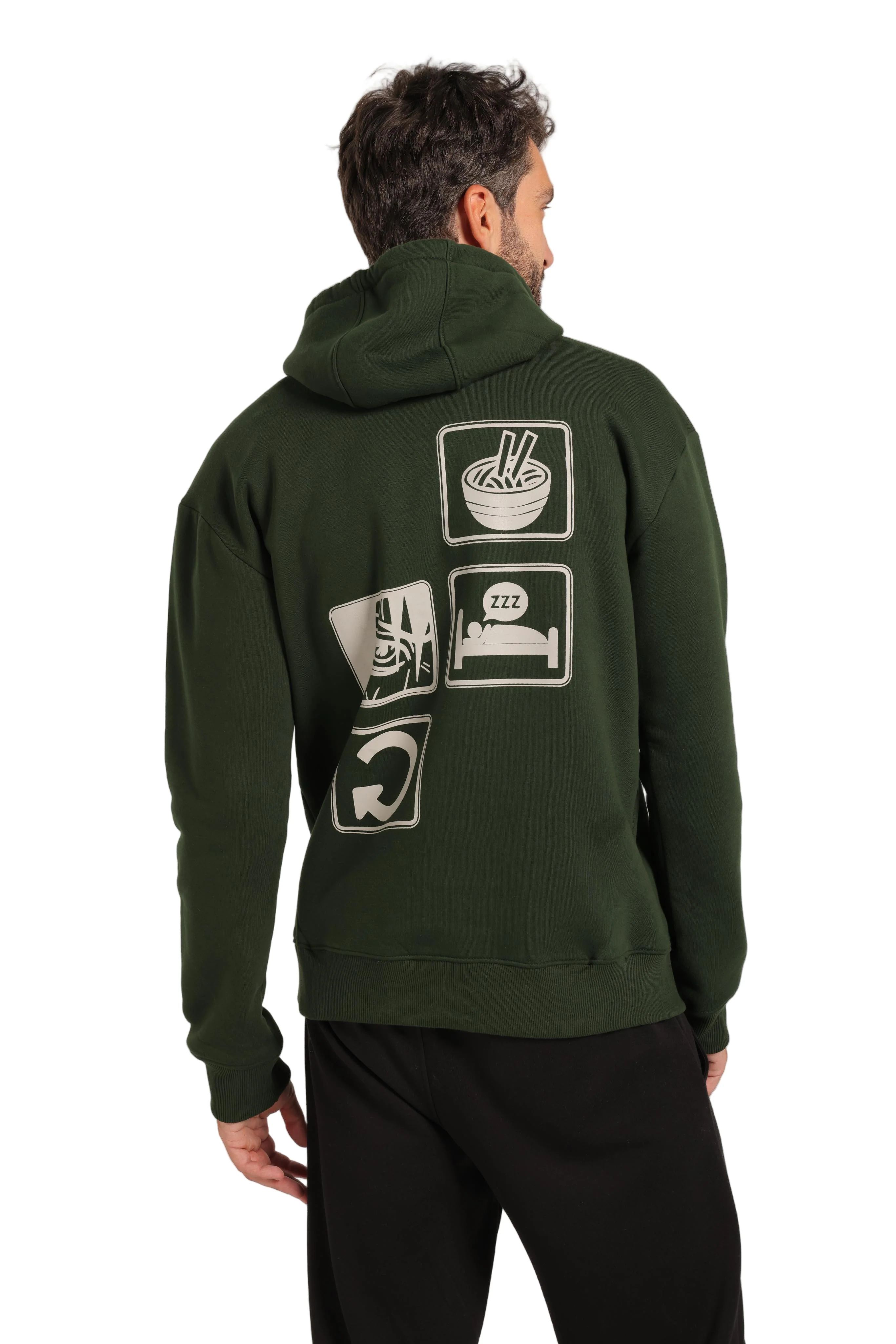 Red Cotton Hoodie -Dark Green - Image 5