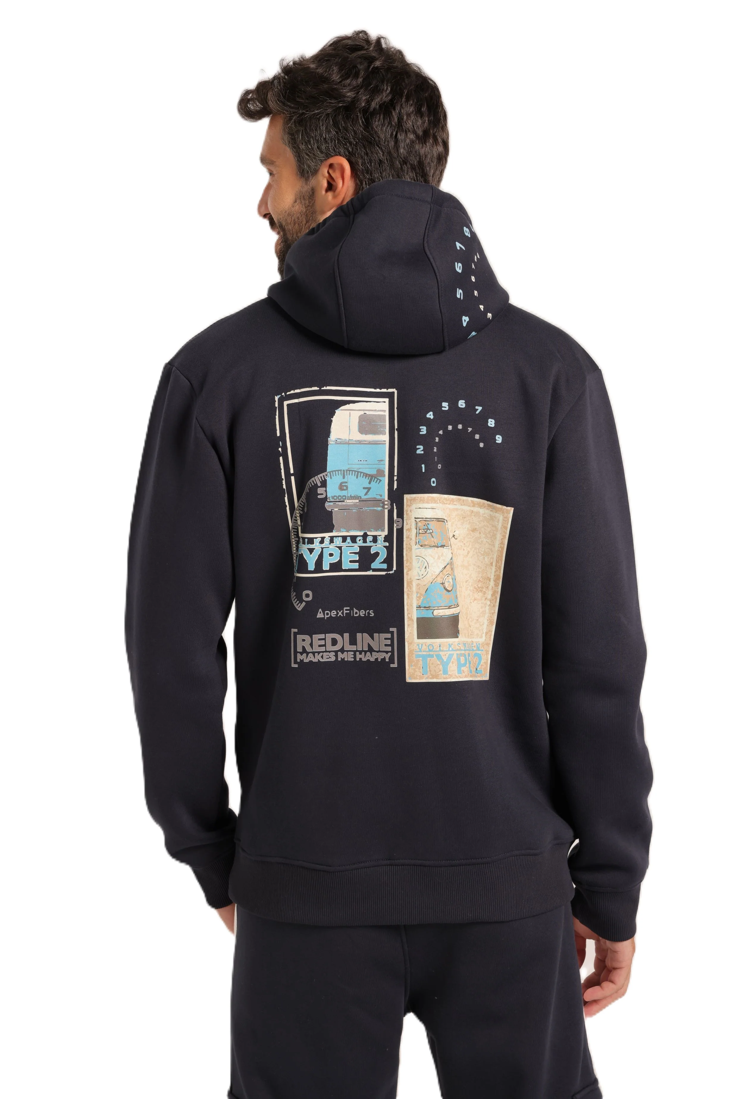 Red Cotton Hoodie -Navy - Image 3