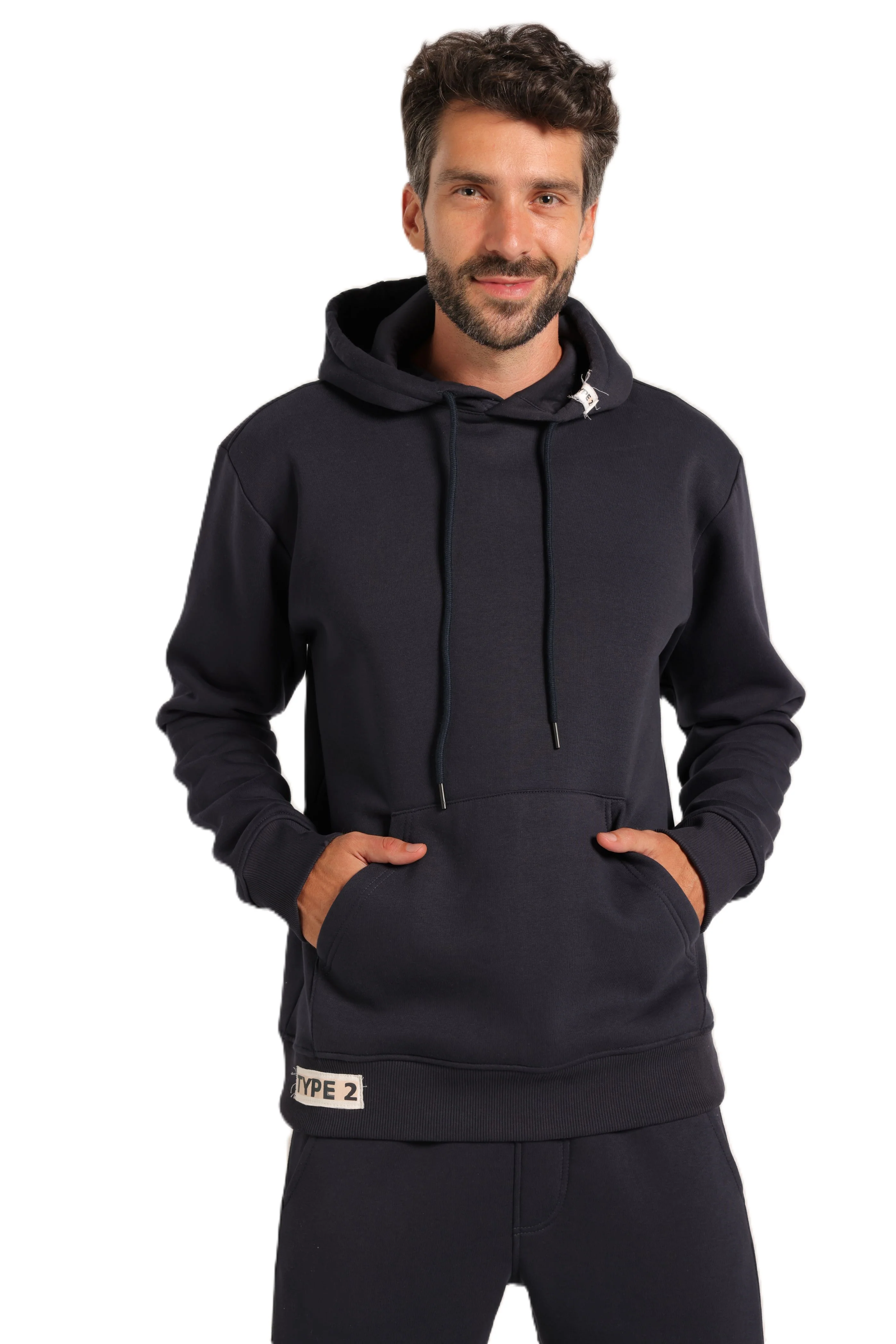 Red Cotton Hoodie -Navy - Image 4