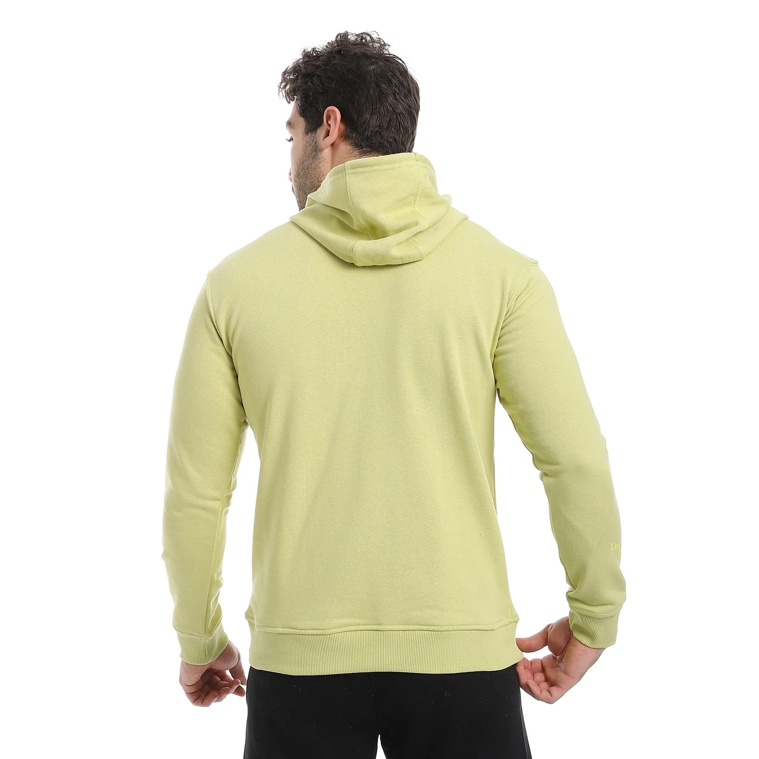 Red Cotton Hoodie With Printed -Lite Green - Image 10