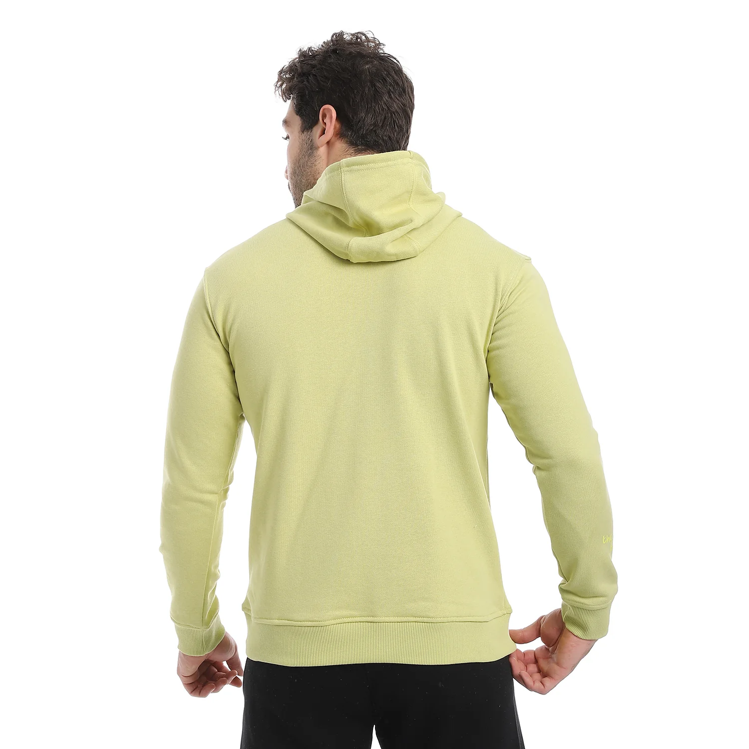 Red Cotton Hoodie With Printed -Lite Green - Image 2