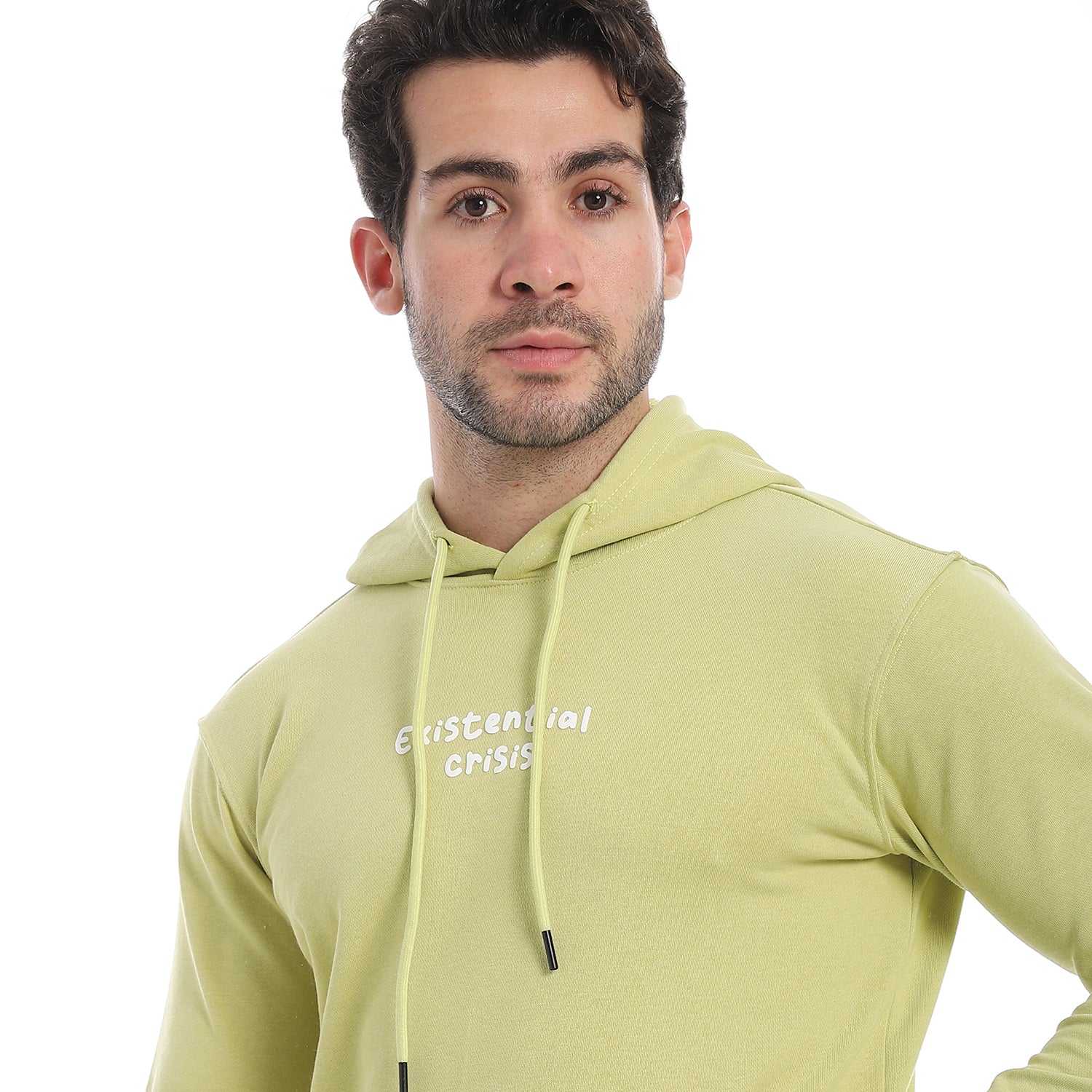 Red Cotton Hoodie With Printed - Lite Green - Image 2