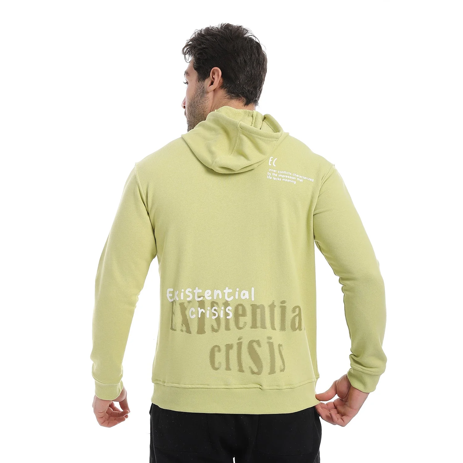 Red Cotton Hoodie With Printed - Lite Green - Image 8