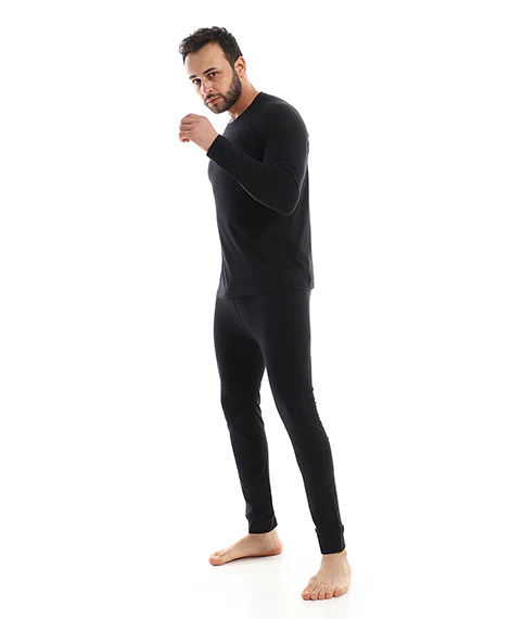 Red cotton Thermal Sets For Men - Black