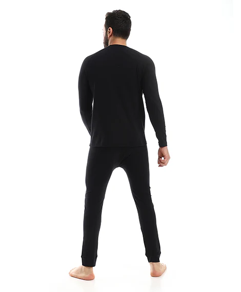 Red cotton Thermal Sets For Men - Black - Image 2