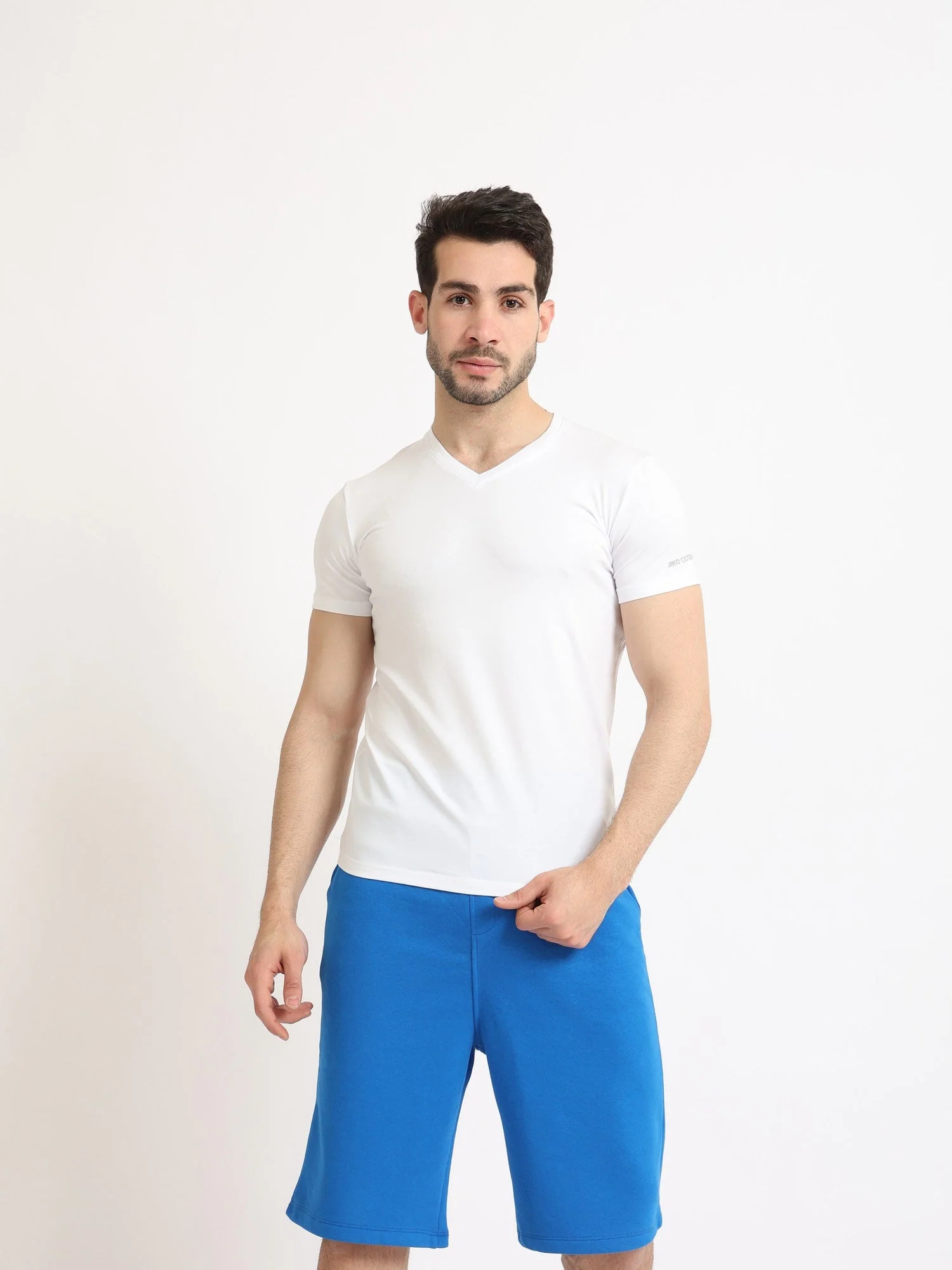 Undershirt For Men Short Sleeves Requral Fit  - Red cotton