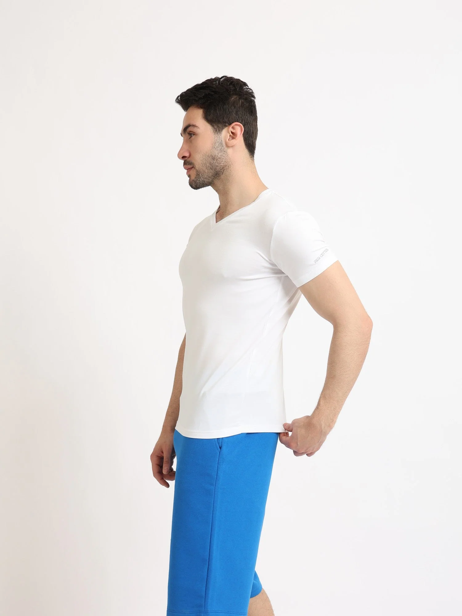 Undershirt For Men Short Sleeves Requral Fit  - Red cotton - Image 2