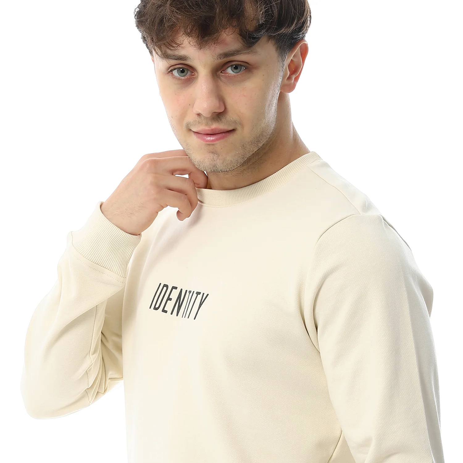 Red Cotton Sweatshirt Off White With Printed- "IDENTITY" - Slip-On - Image 2
