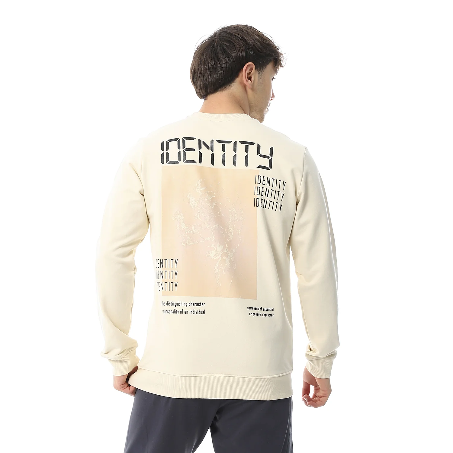 Red Cotton Sweatshirt Off White With Printed- "IDENTITY" - Slip-On - Image 4