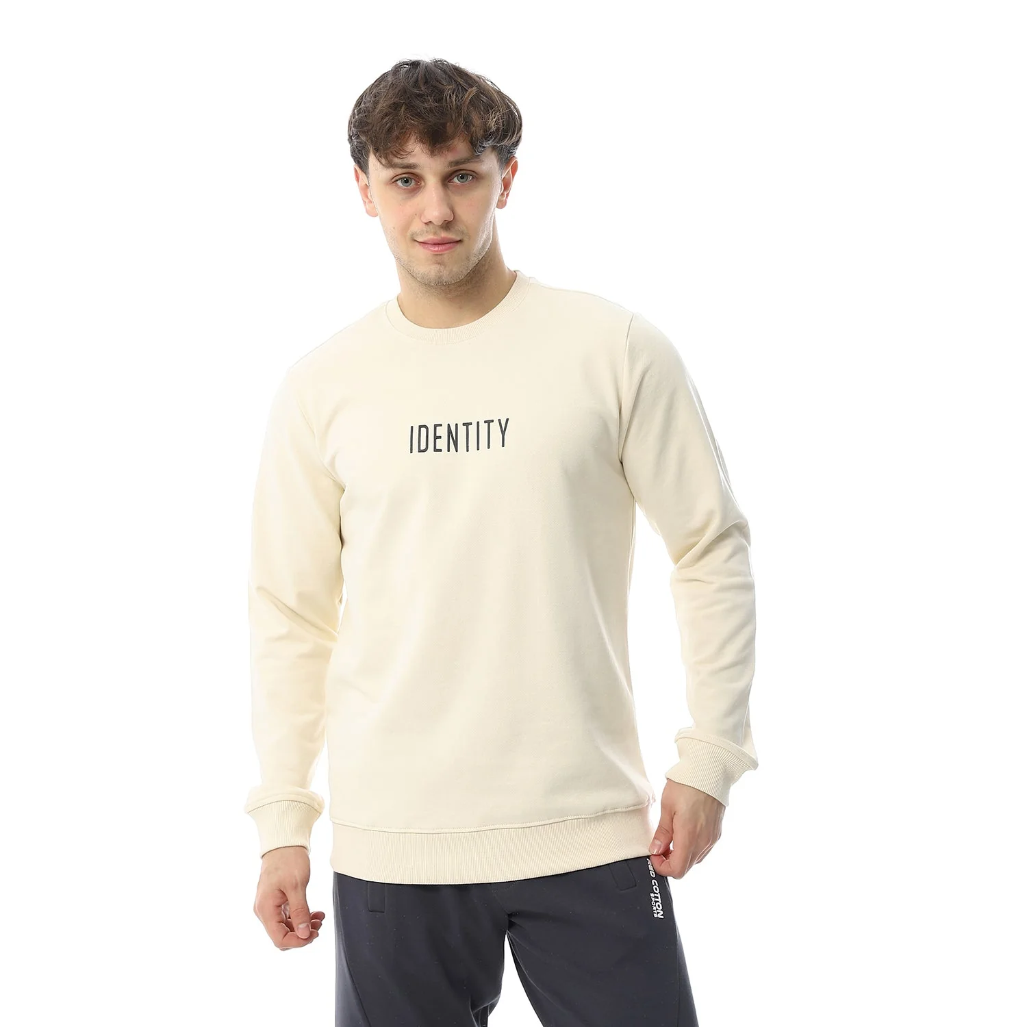 Red Cotton Sweatshirt Off White With Printed- "IDENTITY" - Slip-On - Image 5