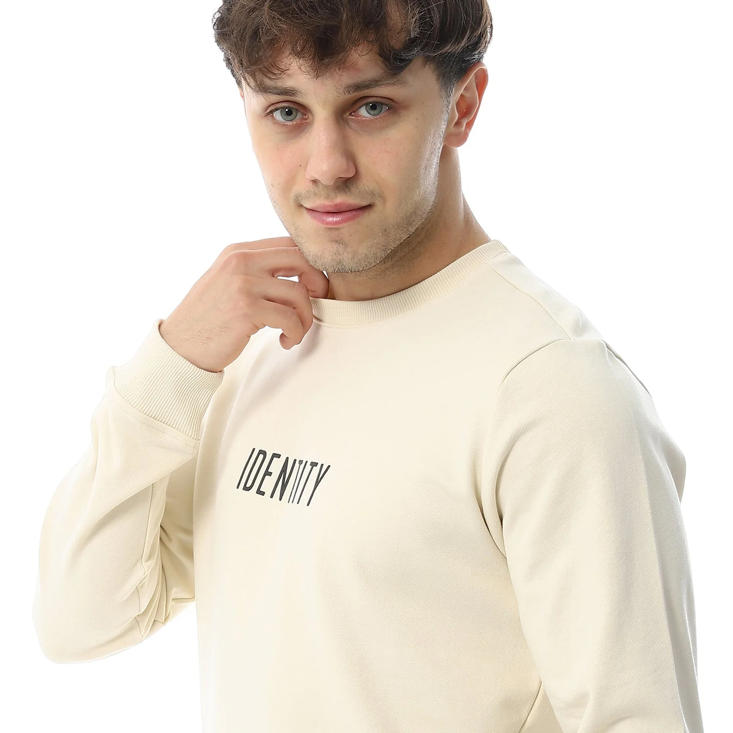 Red Cotton Sweatshirt Off White With Printed- "IDENTITY" - Slip-On - Image 6