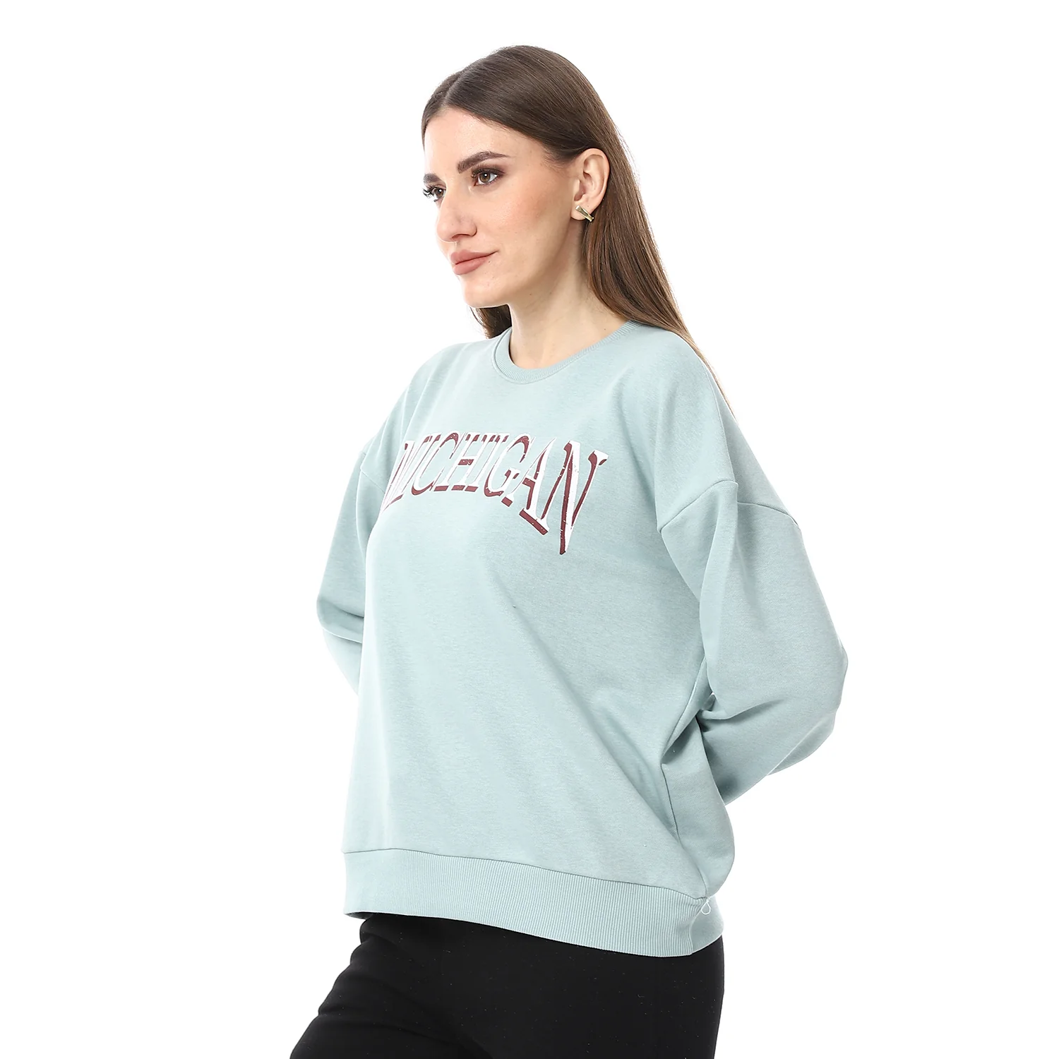 Red Cotton Sweatshirt With Printed- Mint - Image 3