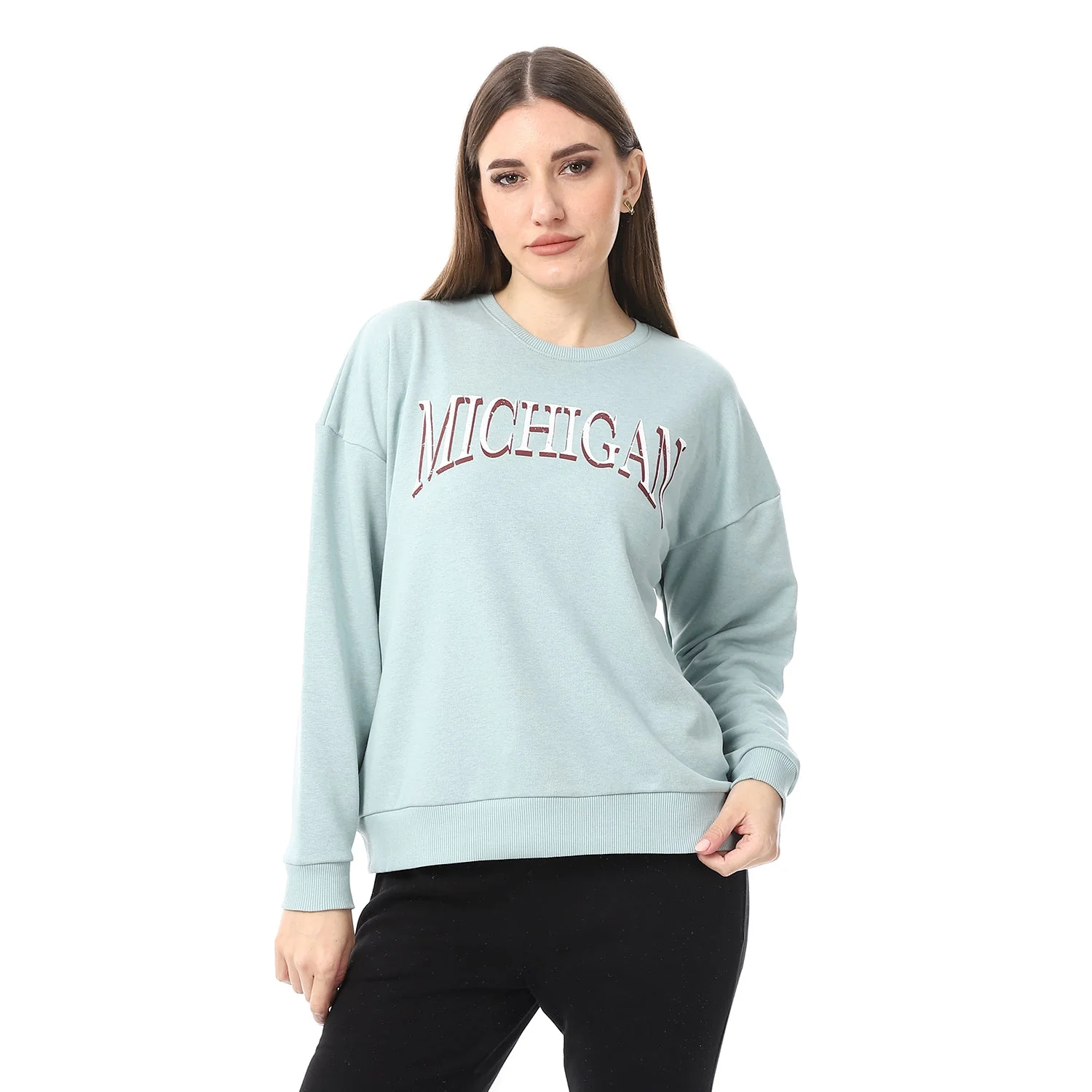 Red Cotton Sweatshirt With Printed- Mint - Image 7