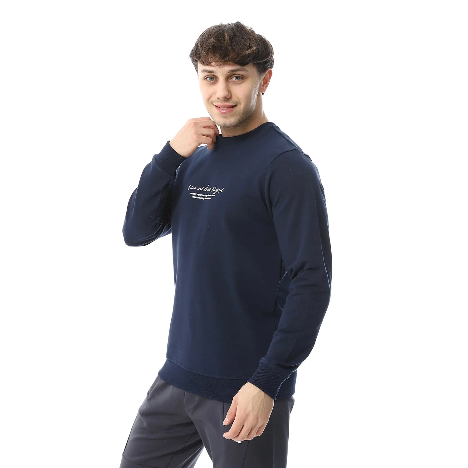 Red Cotton Sweatshirt With Printed- Navy - Image 12