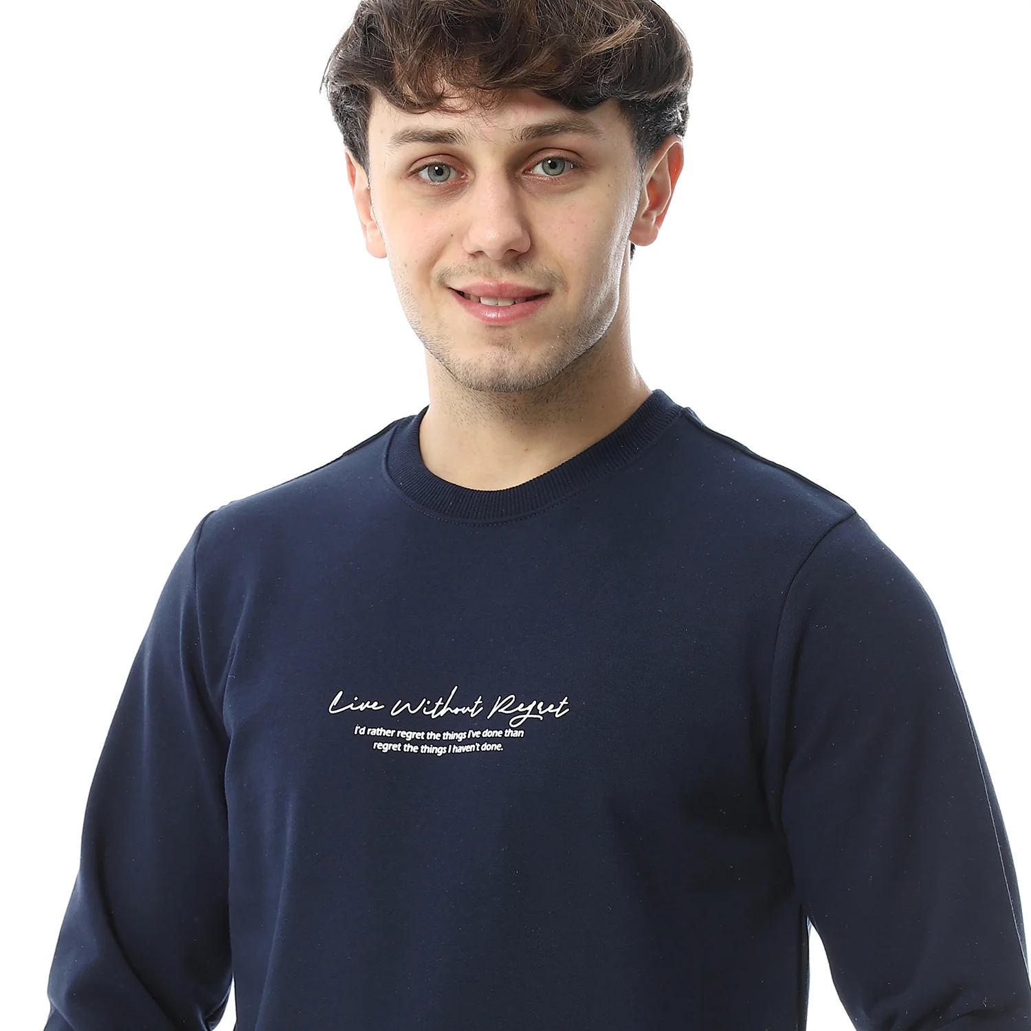Red Cotton Sweatshirt With Printed- Navy - Image 3