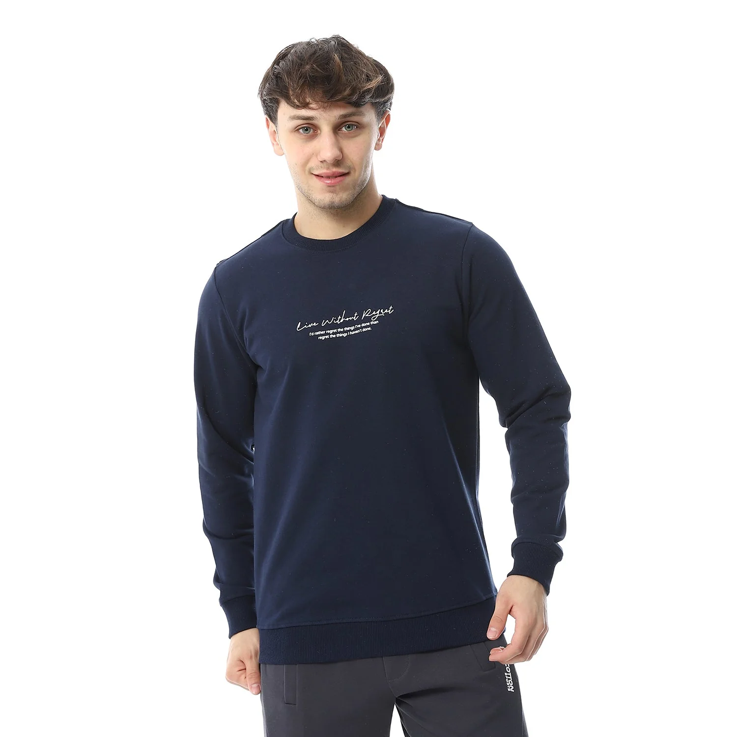 Red Cotton Sweatshirt With Printed- Navy - Image 5