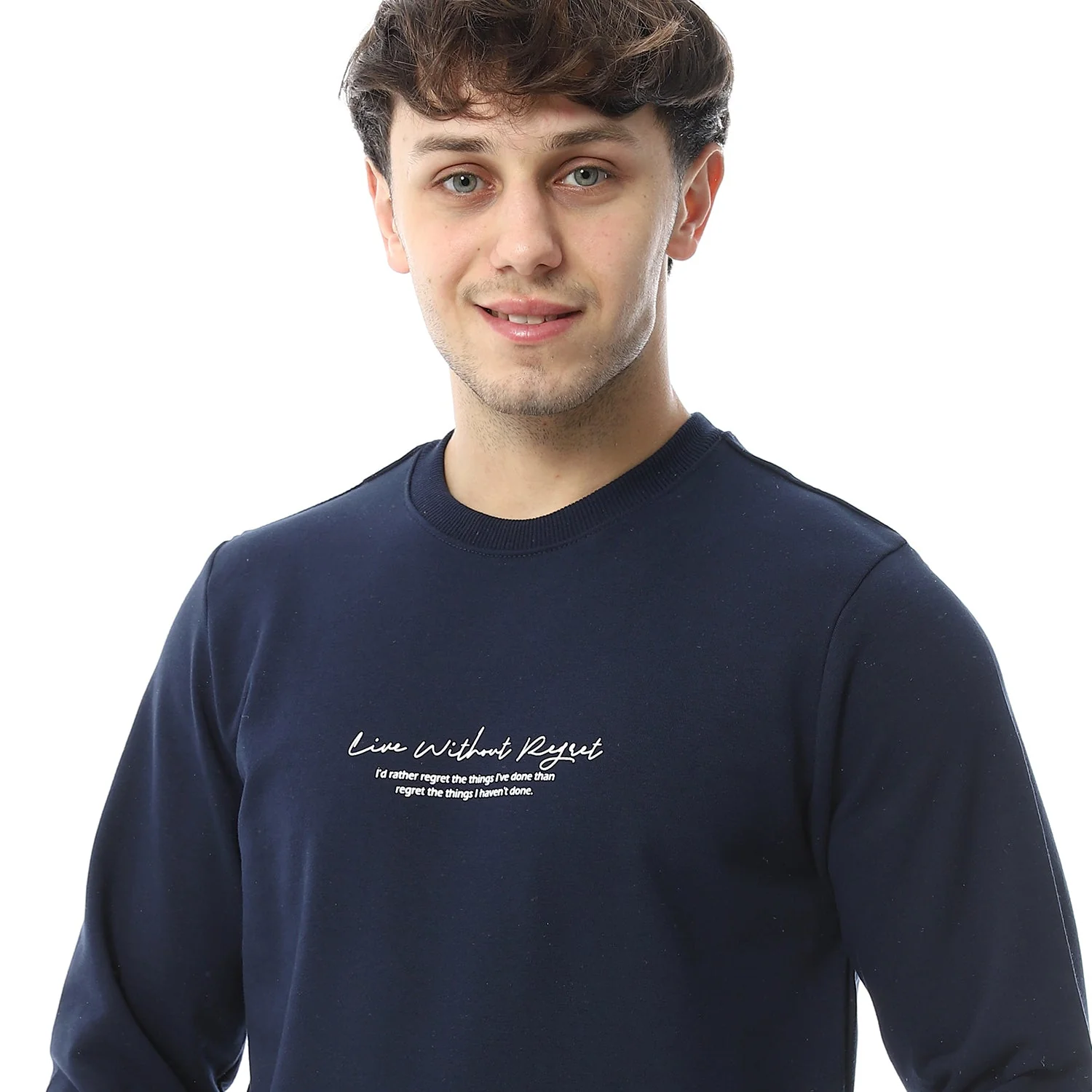 Red Cotton Sweatshirt With Printed- Navy - Image 7