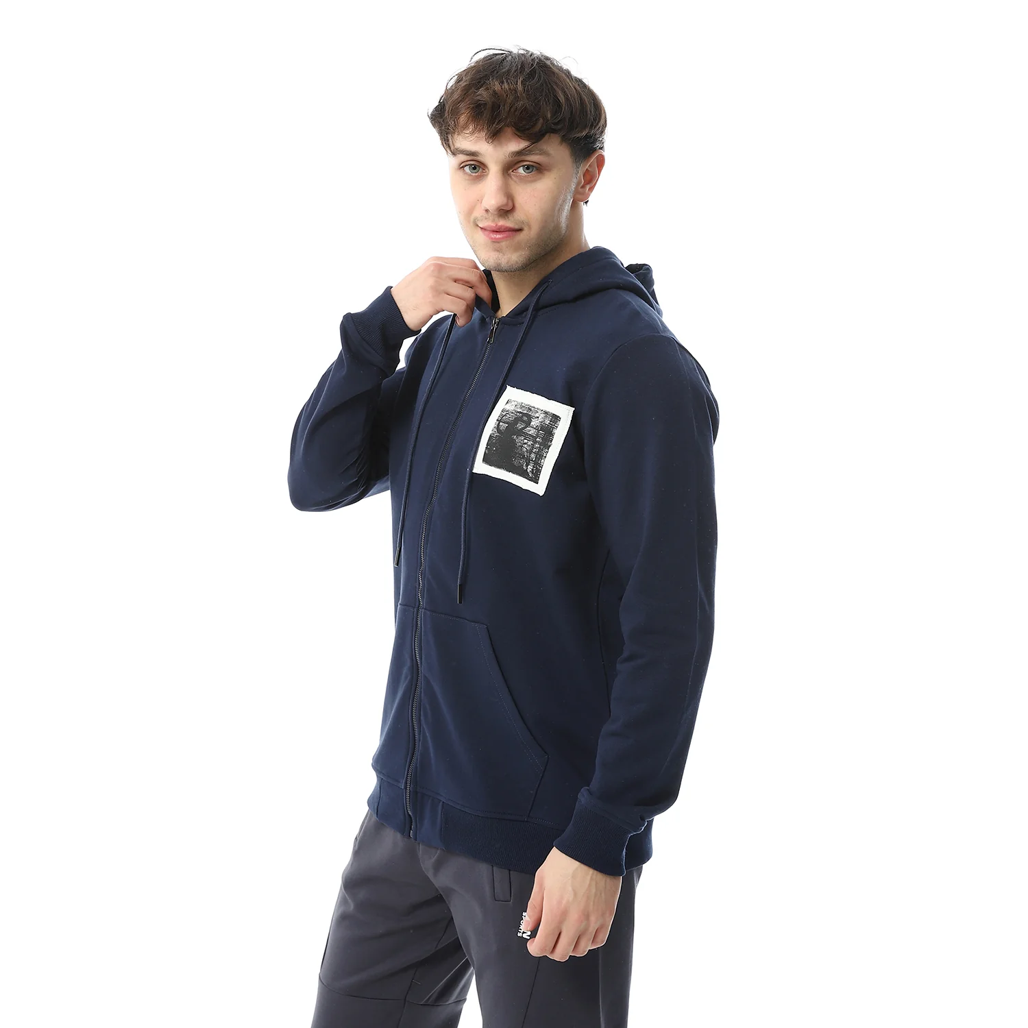 Red Cotton Sweatshirt With Printed- Navy - Image 4