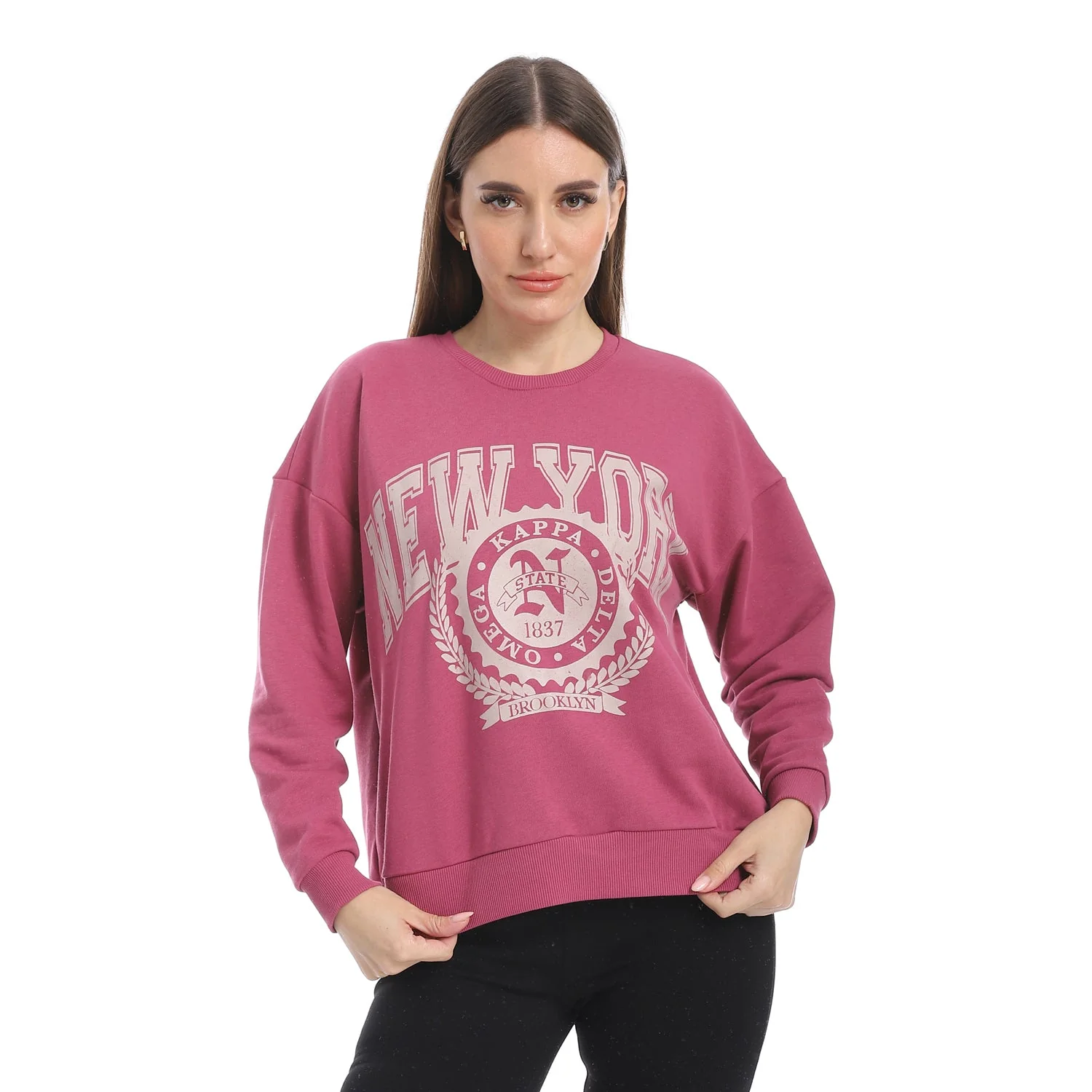 Red Cotton Sweatshirt With Printed-Purple - Image 5