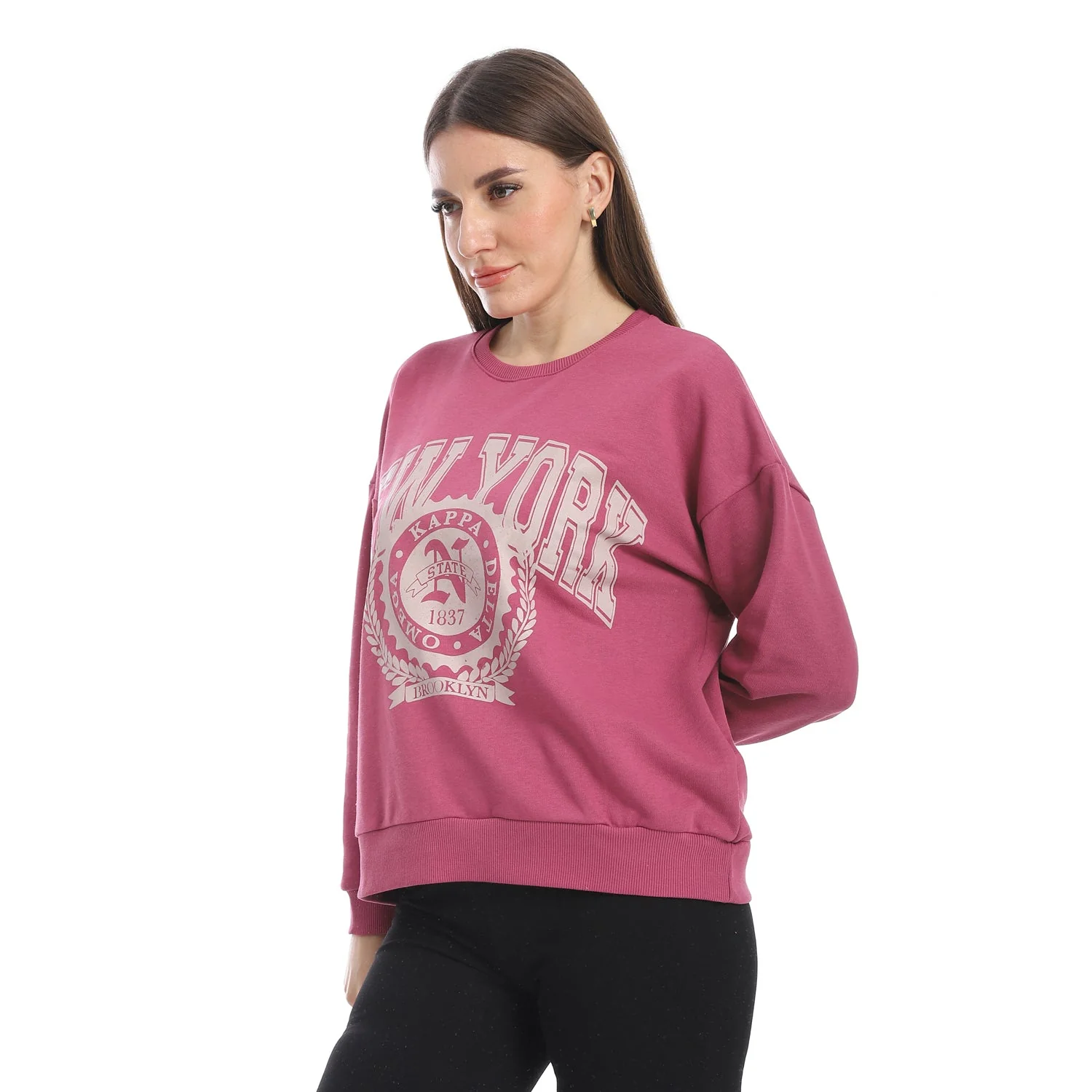 Red Cotton Sweatshirt With Printed-Purple - Image 8