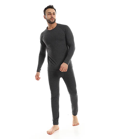 Thermal Sets For Men - Dark Gray - Red cotton