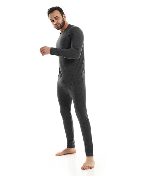 Thermal Sets For Men - Dark Gray - Red cotton - Image 2