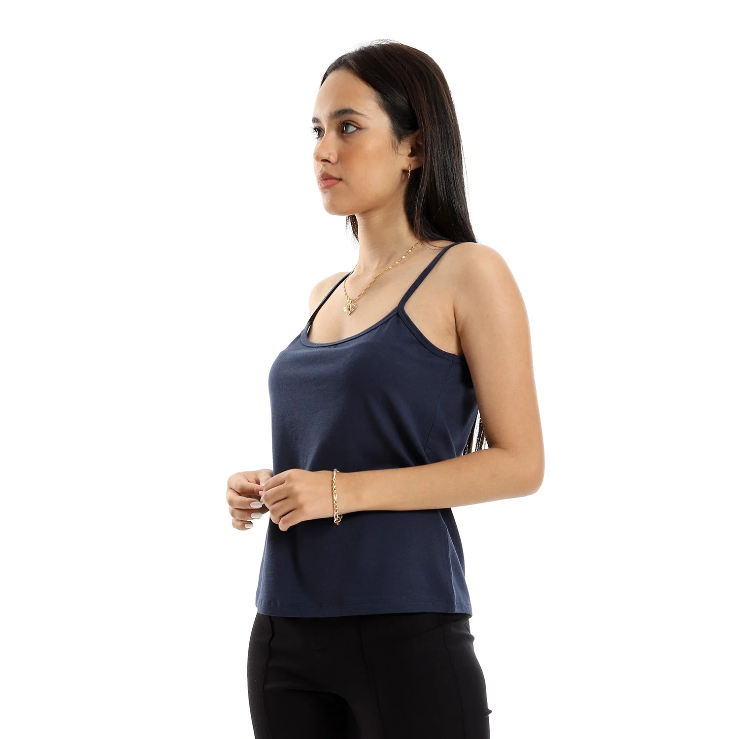 Women Tank top Spaghetti Strap-Navy Blue - Image 4