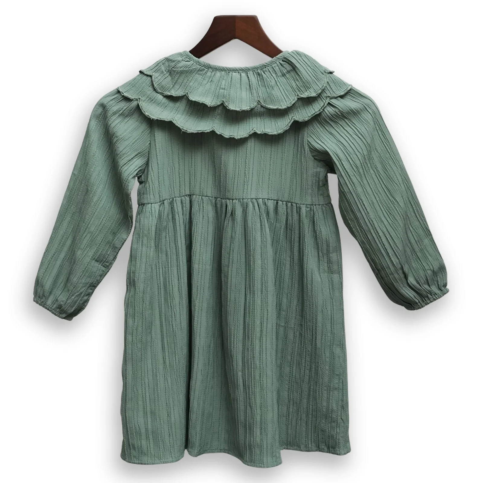 Sage Green Textured Button-Down Dress - Image 3