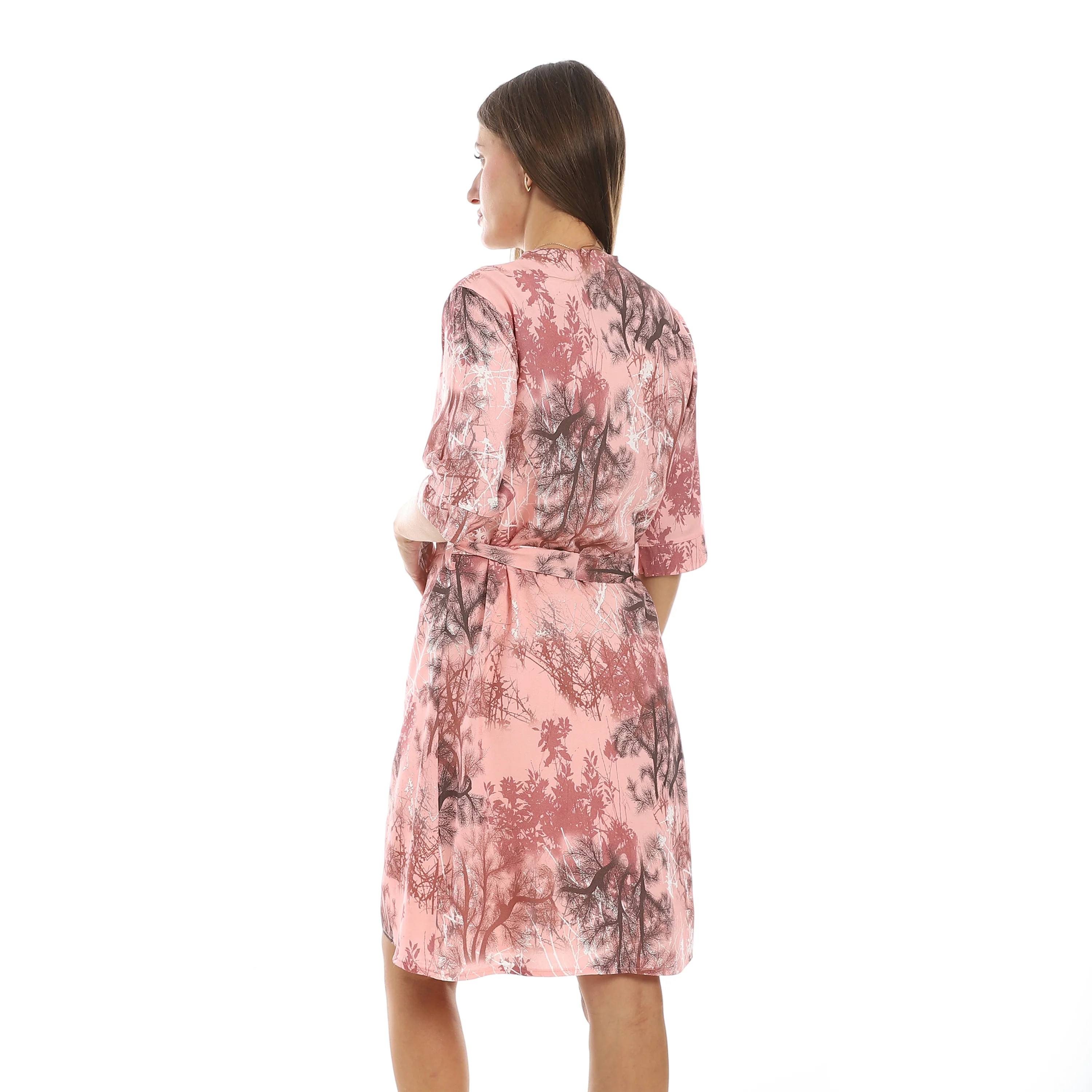 Simon Solid Short Nightgown & Colorful Floral Robe Set - Image 3