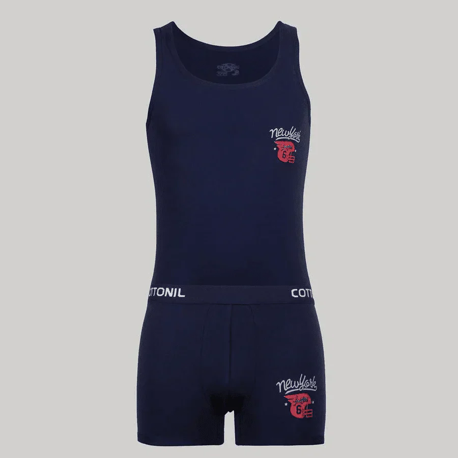 Sleeveless Relax + Boxer, Set - Navy