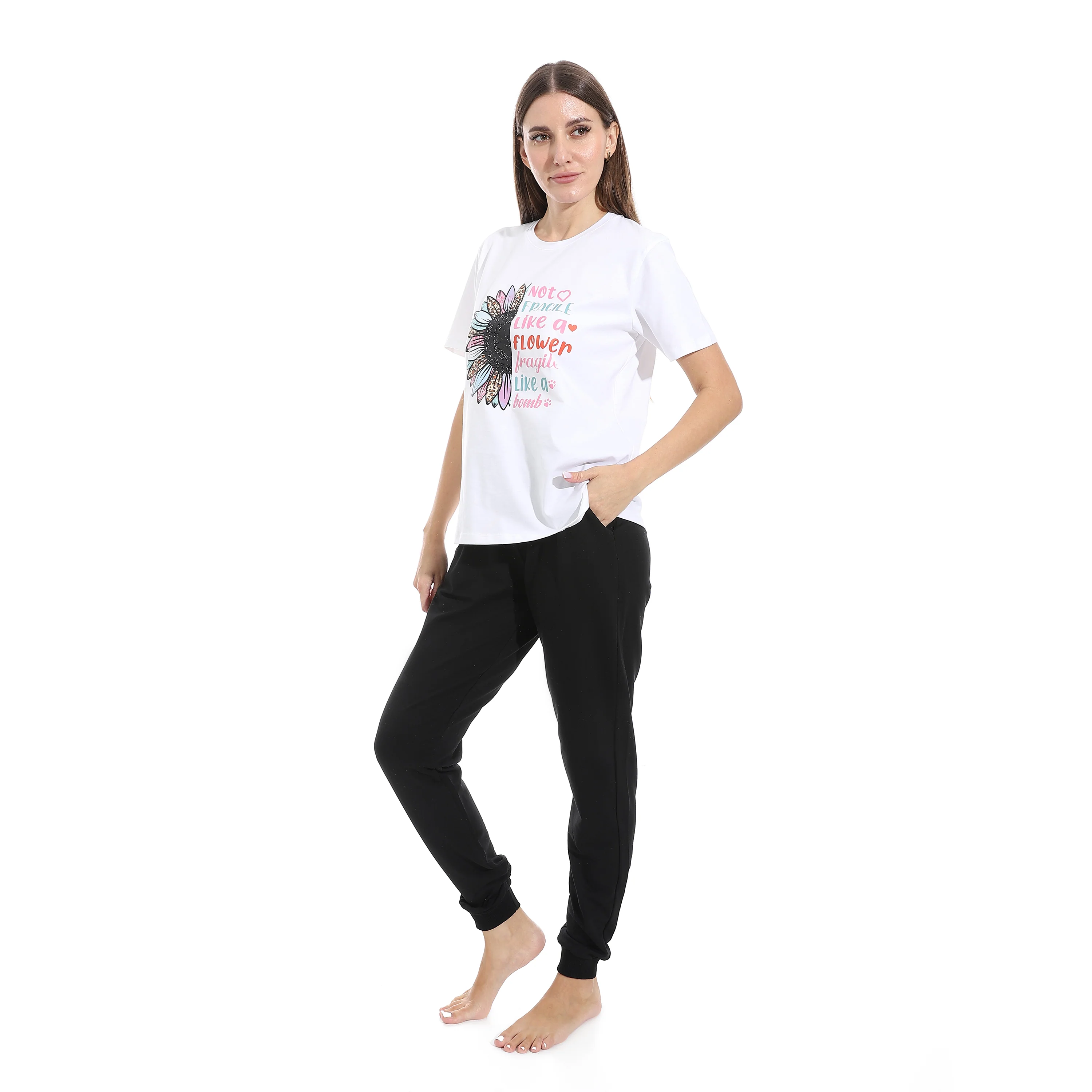 Soft Cotton Women's Activewear Set - Off White - Image 2