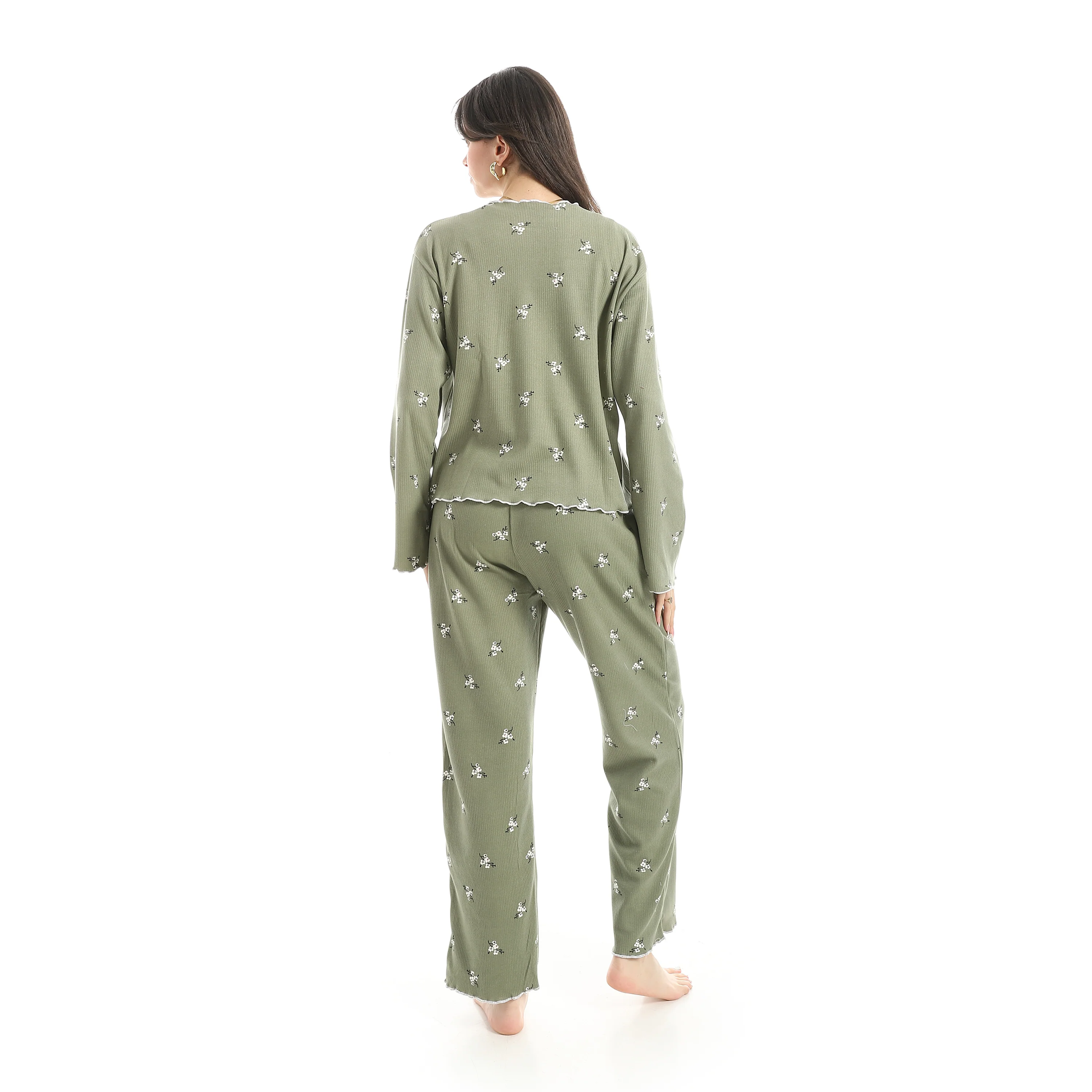 The Flowers Pajama Set Red Cotton - Image 3