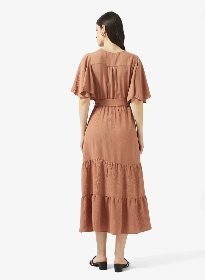 Tiered Maxi Dress - Flutter Sleeve - Image 2